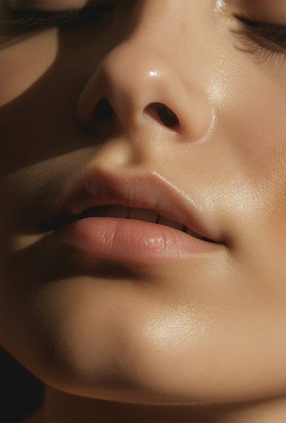Photo of a woman's nasolabial folds and lips